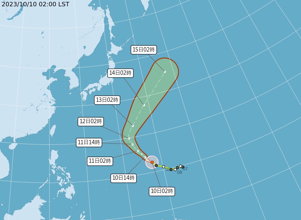 颱風「布拉萬」動向。(圖/翻攝氣象署)