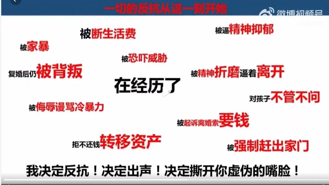 簡報內頁中,看得出女子對前夫相當不滿。(圖/翻攝自微博)