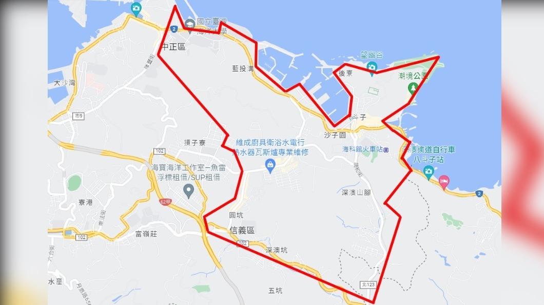 紅線匡列範圍為停水區域。(圖/基隆市政府提供)