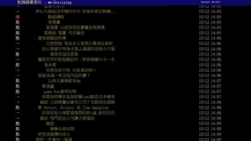 不少網友都會看小說等實體書本。(圖/翻攝自PTT)