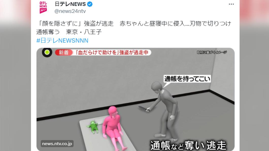 男嫌闖入住宅中，當時母子正在午睡。（圖／翻攝自@news24ntv推特）