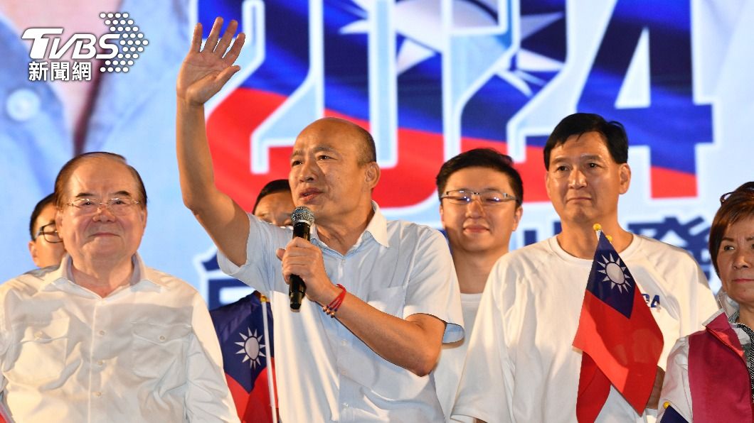 韓國瑜在昨日的造勢晚會上分享2則故事,強調他與侯友宜並沒有心結。(圖/胡瑞麒攝)