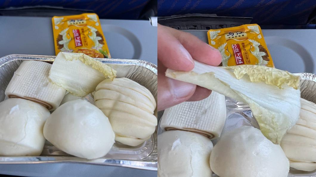 被酸空中牢飯!飛機餐「4饅頭配白菜」 他震驚:人生第1次見