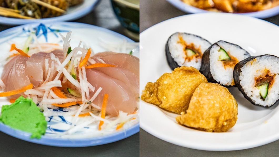 鮭魚生魚片一片10元，握壽司5個賣60元。（圖／大手牽小手玩樂趣提供）