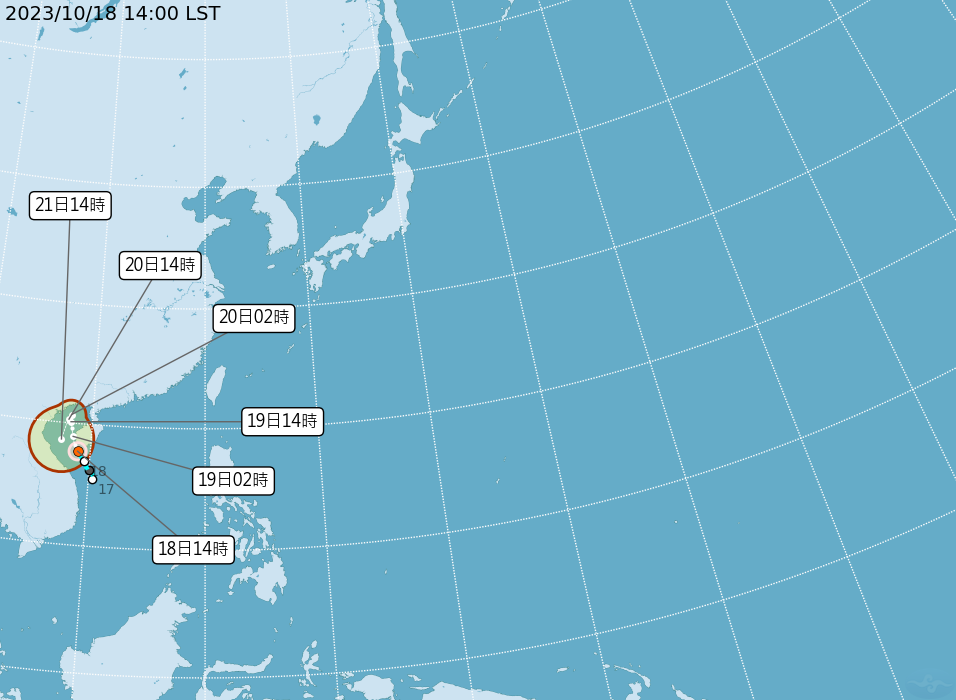 三巴颱風路徑。(圖/翻攝自中央氣象署)