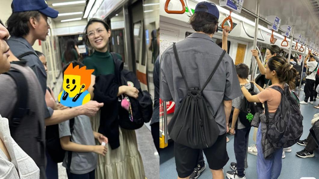 網友在地鐵上偶遇陳豪夫妻。(圖/翻攝自小紅書)