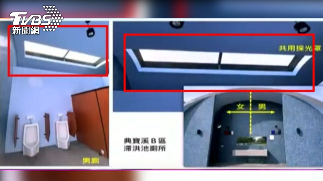公廁天花板採光天井成春光外洩破口 (議員方信淵提供)