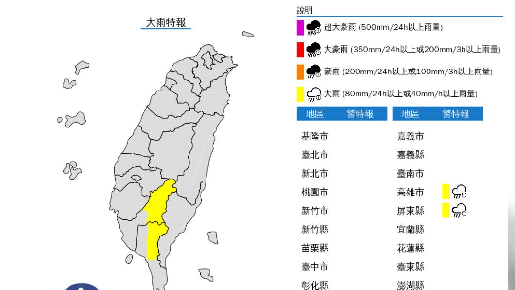 快訊/午後對流旺盛!2縣市山區大雨特報 防雷擊、強陣風