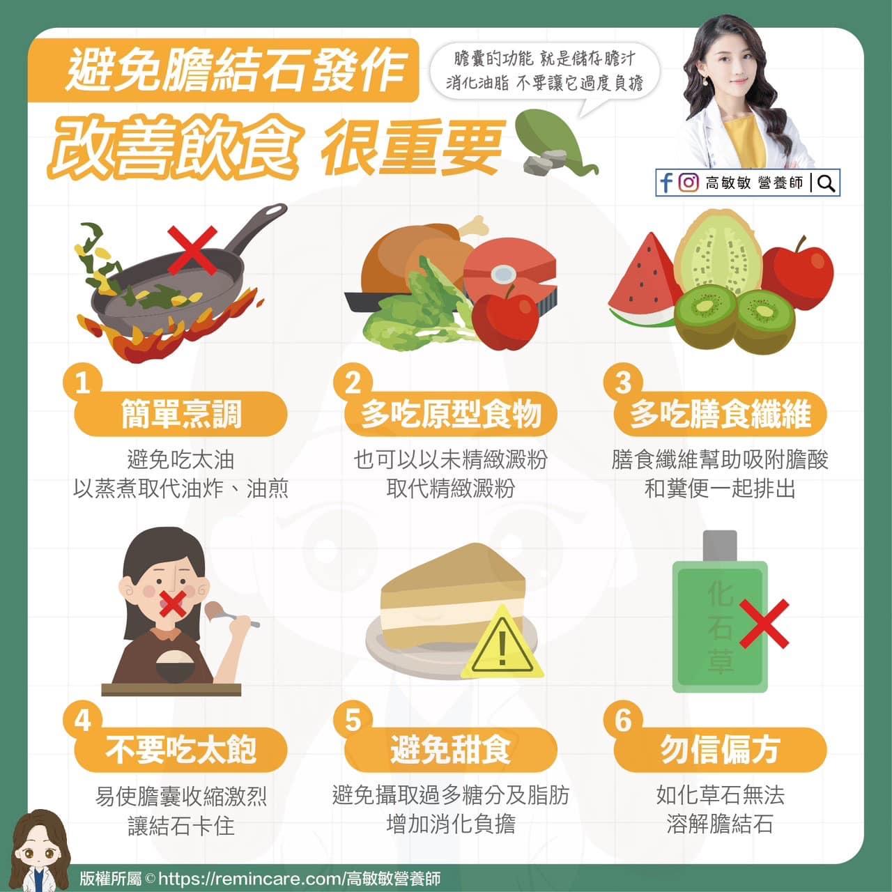 膽結石可以透過飲食改善。(圖/翻攝自高敏敏臉書)