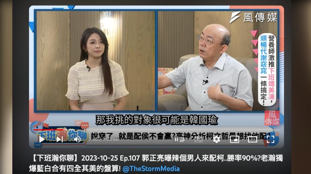 郭正亮在節目爆出,柯文哲可能會找韓國瑜當副手。(圖/翻攝自風傳媒YouTube)
