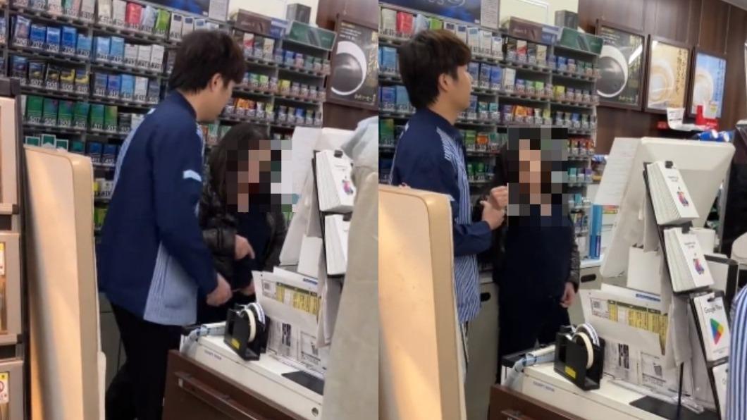 店員無奈抓著女子。(圖 / 翻攝自X)
