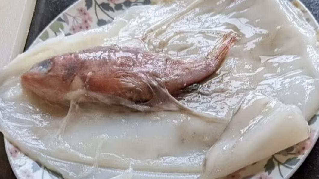 一位主婦切開魷魚，結果魷魚肚子裡還有另一條魚。（圖／翻攝自boredpanda網站）