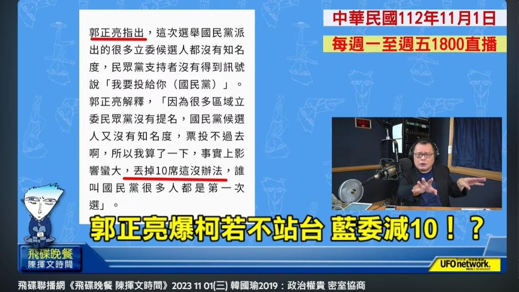 陳揮文批評郭正亮「亂講」。(圖/翻攝自飛碟聯播網YouTube)