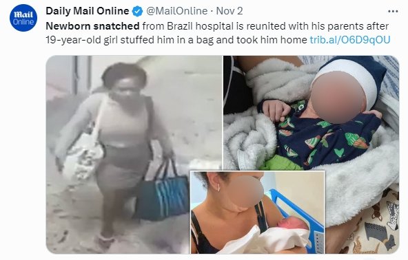 男嬰親人發現孩子不見後急忙報警。(圖/翻攝自X@MailOnline)