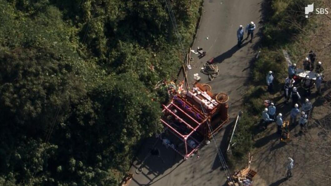 巨大的山車翻覆,導致1人死亡、18人受傷。(圖/翻攝自TBS NEWS DIG)