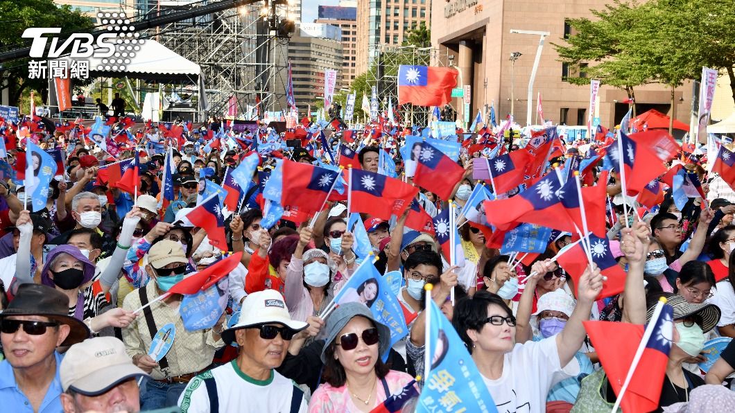 國民黨總統參選人侯友宜今（4）日於台北市舉行「侯友宜暨立委選舉台北誓師大會」。（圖／胡瑞麒攝）
