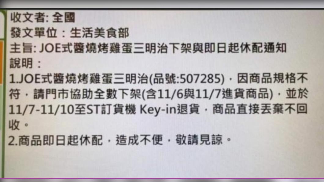 超商公告下架產品。(圖/翻攝自PTT)