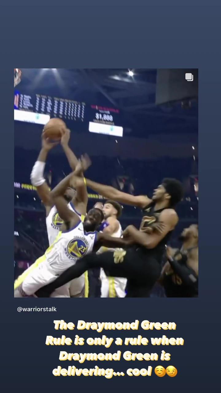 格林遭「踢蛋」卻未獲哨音，賽後怒噴裁判雙標。（圖／翻攝自Draymond Green IG）