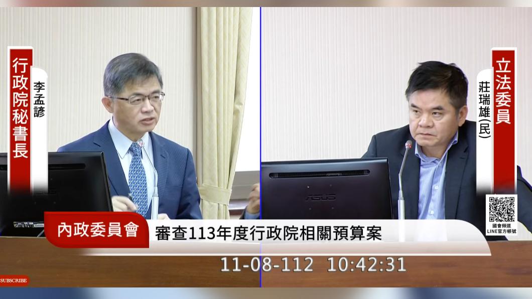 莊瑞雄今日出席立院內政委員會。（圖／翻攝自立院直播）