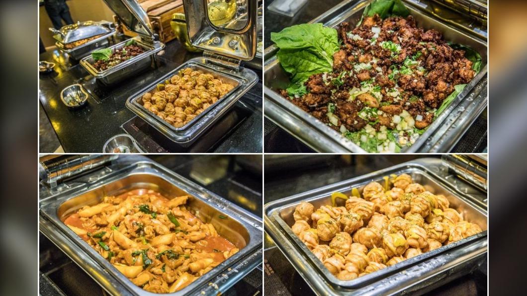 超澎派自助吧含多款主食、炸物。(圖/大手牽小手。玩樂趣提供)