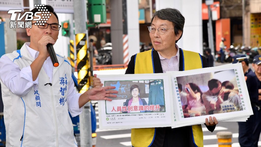 新黨立委參選人游智彬爆料民進黨組織部主任林正鴻頻繁出入酒家。（圖／胡瑞麒攝）