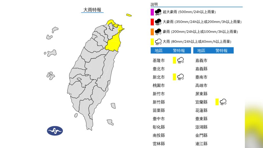 今基宜新北發布大雨特報 週休假期北東部濕涼天