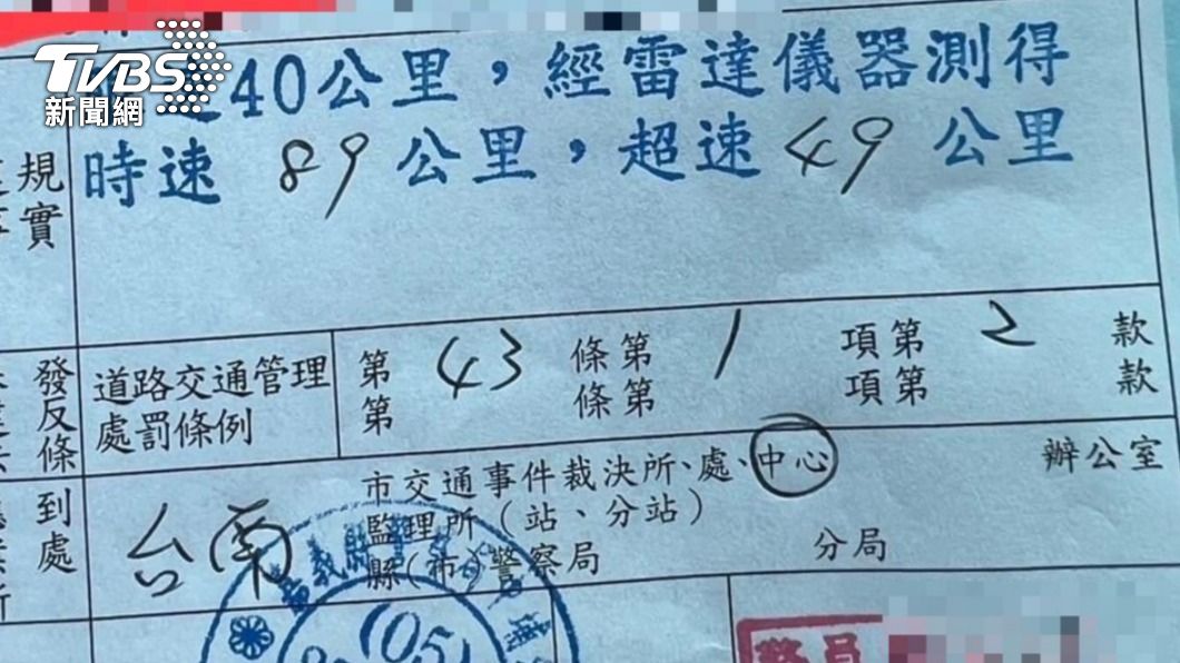 車友被拍到超速49公里慘被開單。（圖／GTR社團會長授權提供）