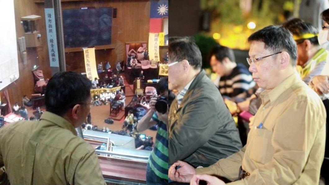 柯文哲曾表態支持太陽花學運,並現身立法院替學生們加油打氣。(圖/翻攝自柯文哲臉書)