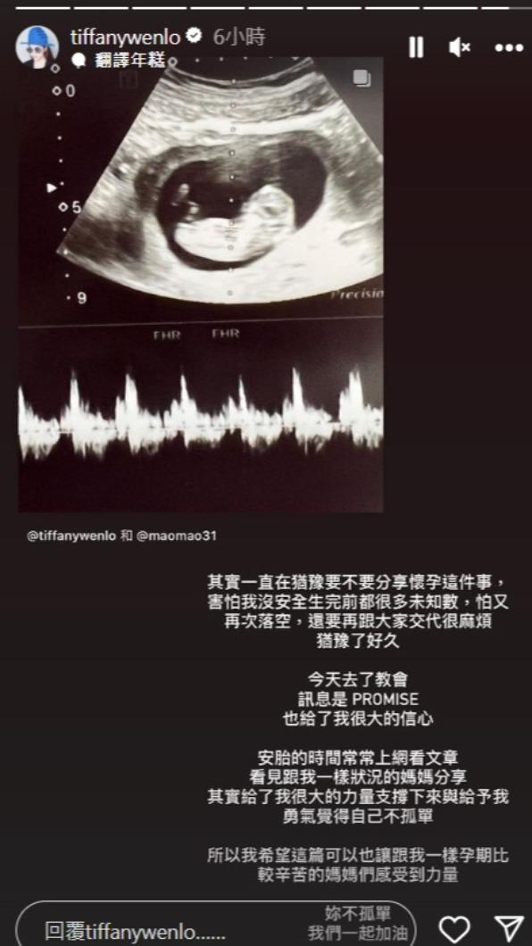 毛加恩老婆羅雯宣布又懷孕了。(圖/翻攝自羅雯IG)