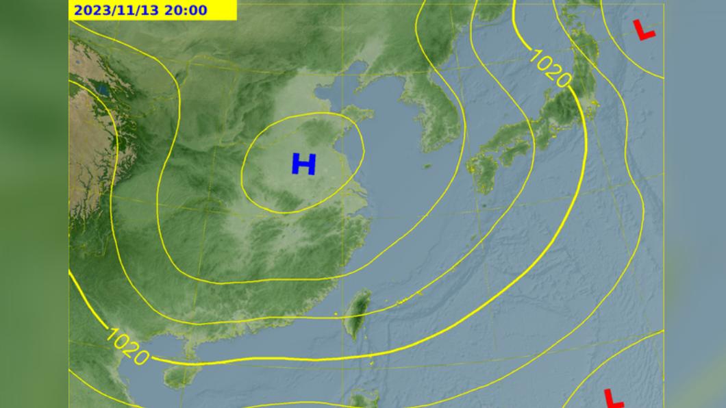 今天東北季風強度達最強，各地早晚天氣較涼，中部以北及東北部低溫１７到１９度。（圖/氣象局）