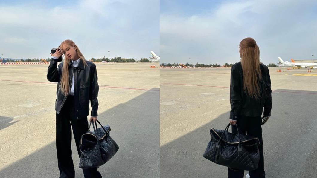 YSL「ES GIANT絎縫皮革旅行袋」外觀以隨性自在的弧形形狀設計而成,菱格絎縫略帶復古感,整體給人一種毫不費力的時髦感。(圖/翻攝自RoséIG)