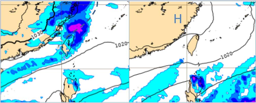 吳德榮指出，週四（16）中午前後、鋒面快速抵達，伴隨風變及降雨（左圖）。（圖／翻攝自吳德榮專欄）
