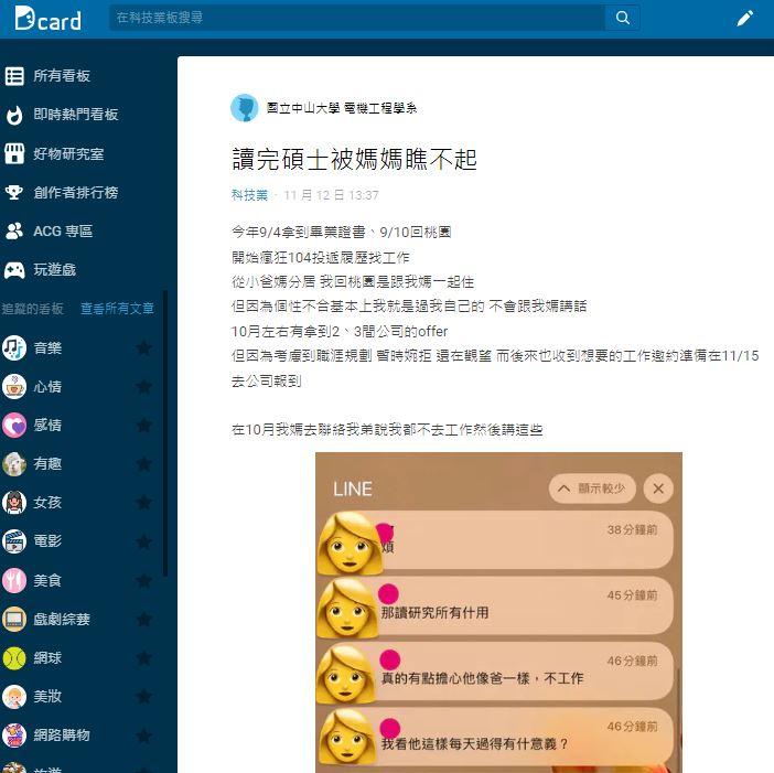 圖/翻攝自Dcard