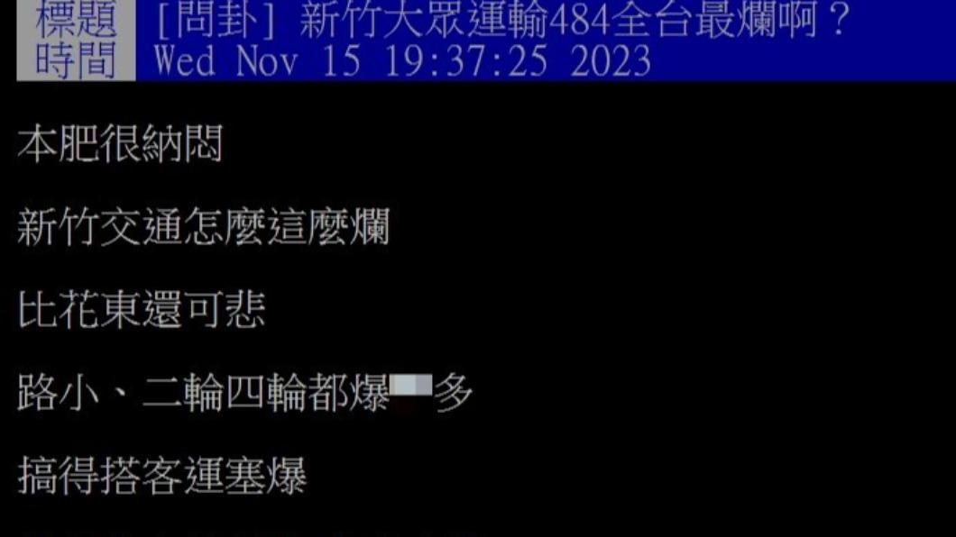 一名網友在PTT上發文詢問新竹交通是不是台灣最爛。(圖/PTT)