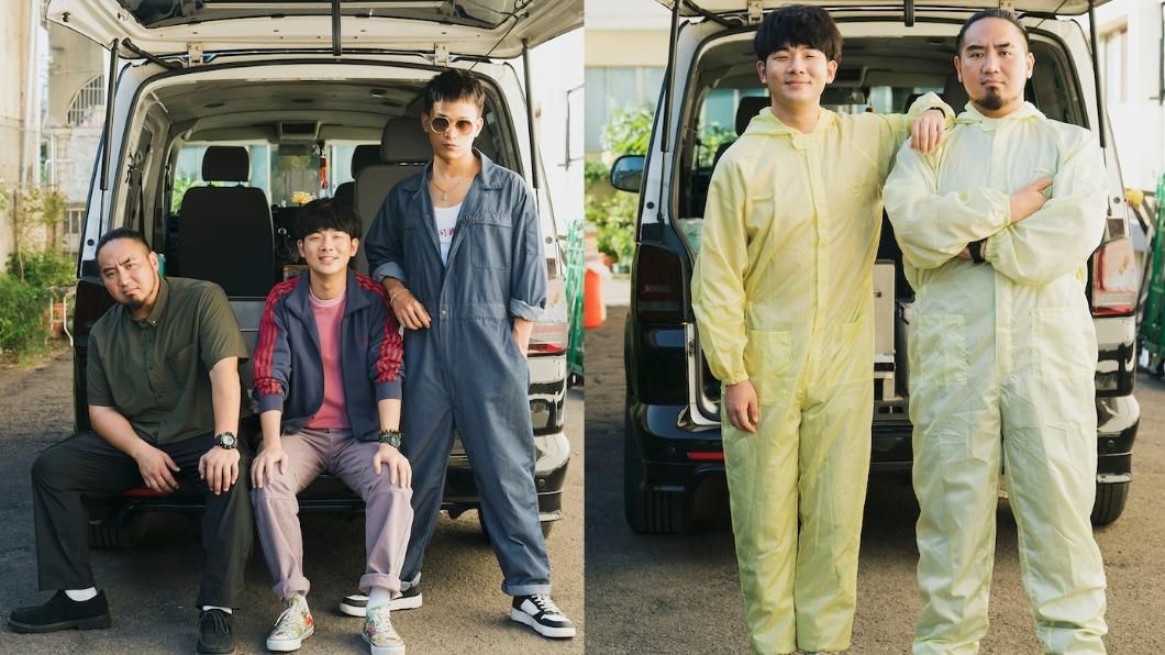 Matzka、胡瑋杰、黃奇斌戲裡組成「接體男孩」。(圖/草舍文化提供)