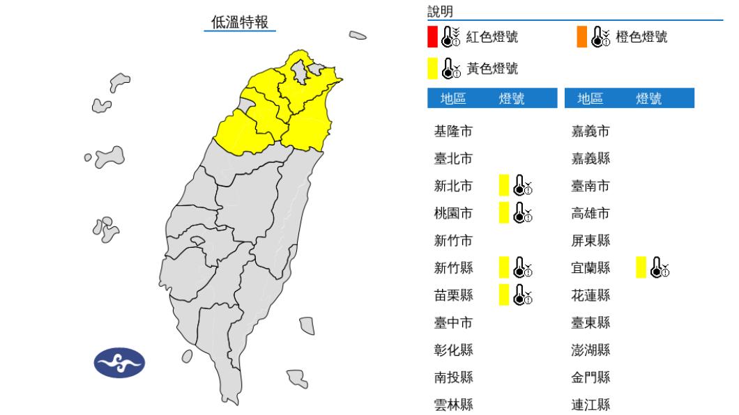 06:00天氣即時報/大陸冷氣團發威 五縣市低溫特報 今晨恐10度以下