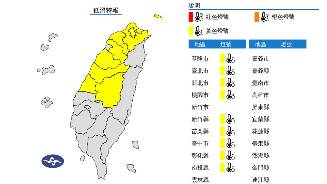 快訊／強烈大陸冷氣團再冷一天！9縣市低溫特報