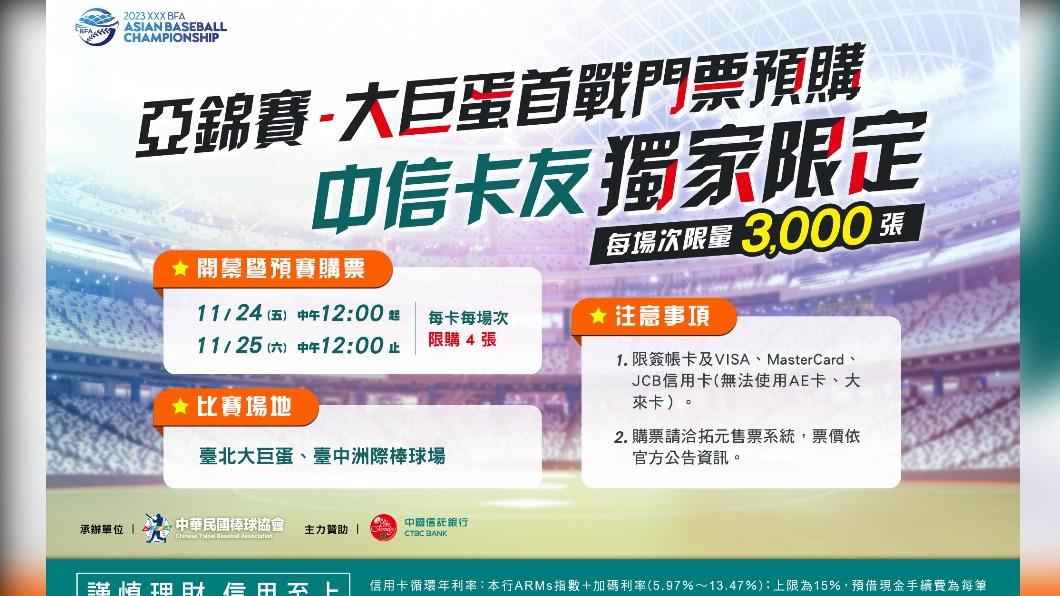 中信卡友享優先購票。(圖/翻攝臉書粉專 中信卡優惠)