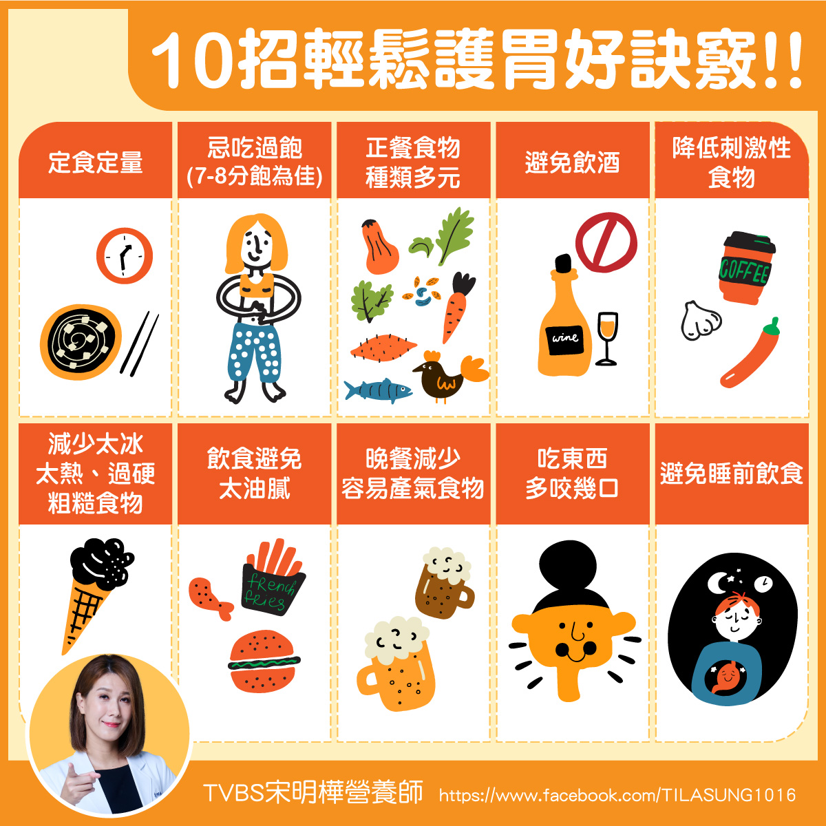 營養師分享10招輕鬆護胃好訣竅。(圖/翻攝自宋明樺營養師 生活。分享。雜記。臉書)