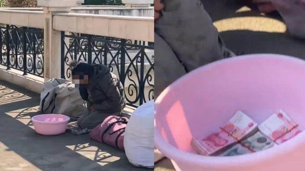 街頭驚見炫富式乞丐! 看「碗內驚人金額」哀嘆:讓我跪