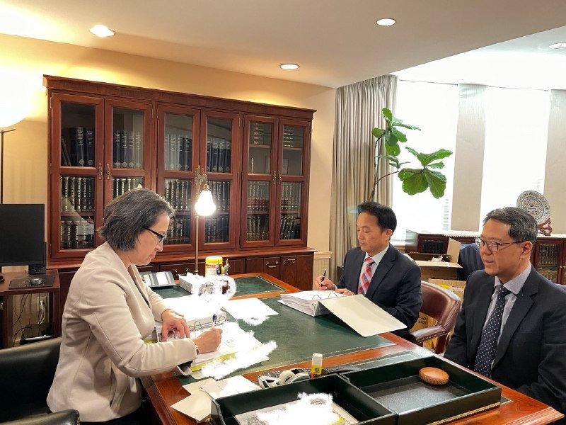 蕭美琴返回華府，完成離職及交接手續。（圖／Taiwan in the US臉書）