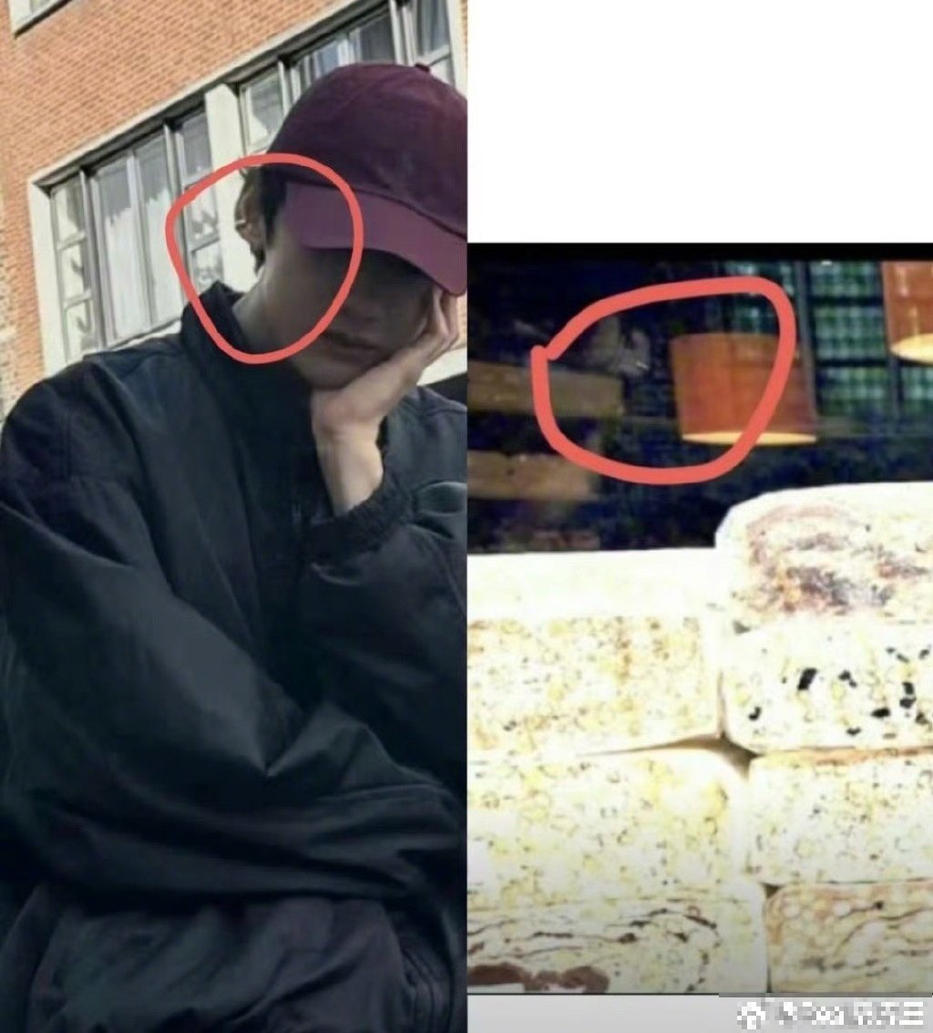 網友抓包櫥窗拍攝照片中出現的人影，穿搭與白敬亭一模一樣。（圖／翻攝自微博）