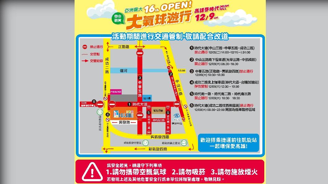 大氣球遊行交通管制。(圖/高市府交通局提供)