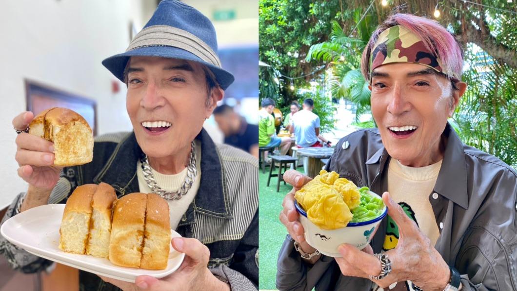 林沖開心品嘗新加坡美食,卻因腹痛導致雙眼模糊。(圖/經紀人kevin提供)