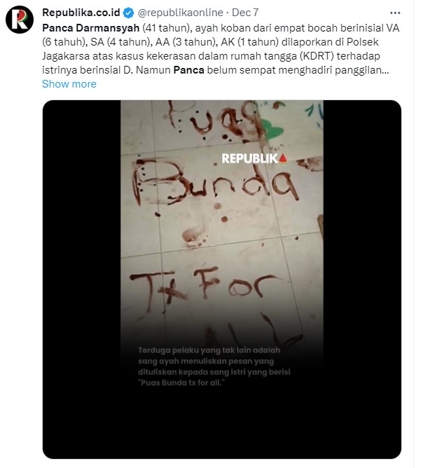 閣樓地板留下詭異血書。(圖/翻攝自Twitter)