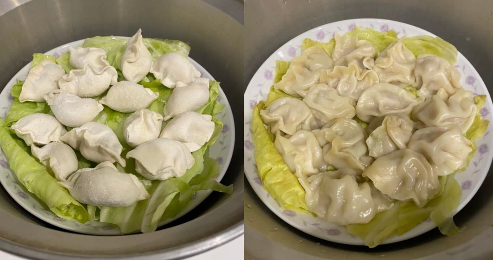 網友推薦用蒸的方式料理水餃,只要蒸5分鐘就快速上桌,而且不會破皮。(圖/翻攝自臉書粉專「家常菜」)