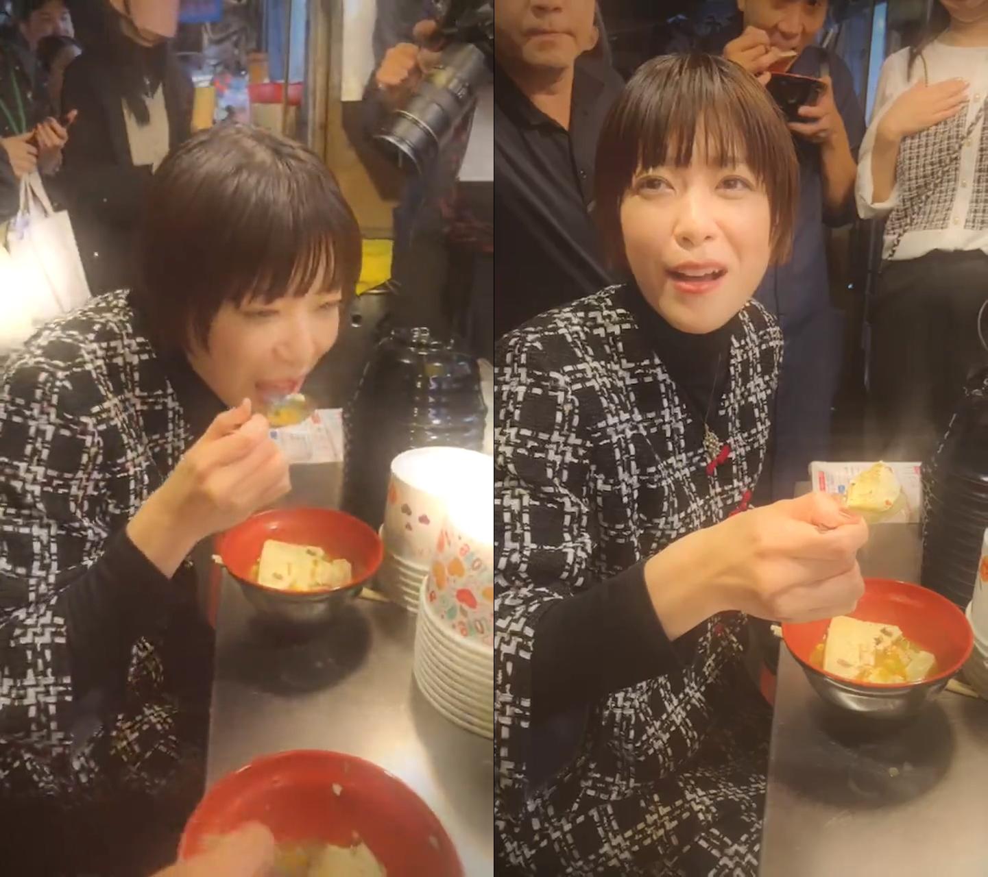 上野樹里大嗑麻辣臭豆腐。(圖/翻攝自上野樹里IG)
