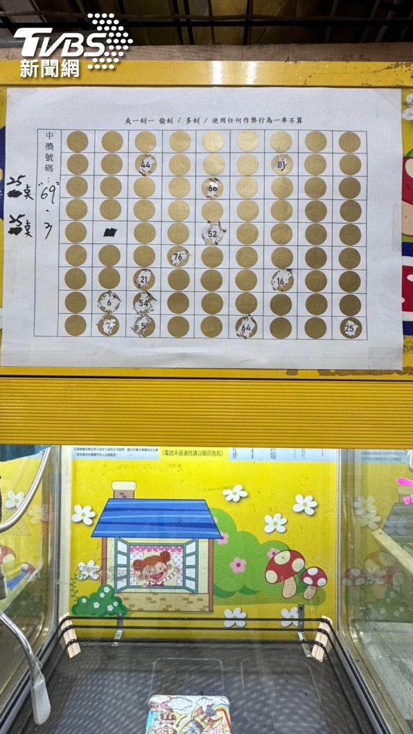 男子將部分娃娃機改裝成彈跳台提供賭博。(圖/TVBS)