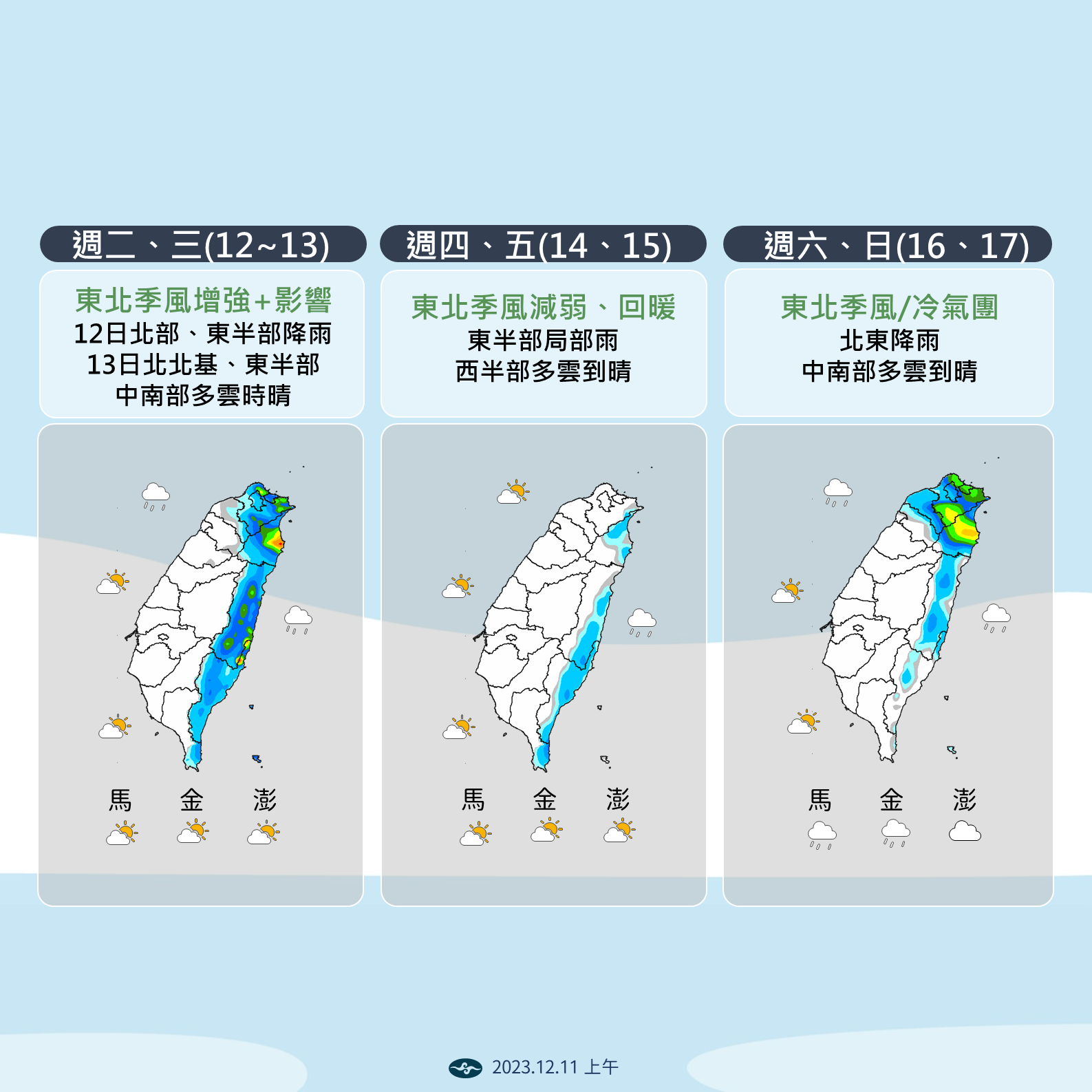 本週天氣變化。（圖／氣象署）