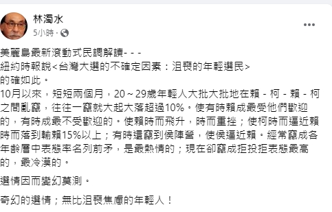 林濁水分析民調。(圖/翻攝林濁水臉書)